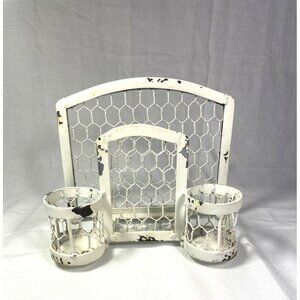 Vintage Cottagecore Chicken Wire Napkin Salt & Perrper Shaker Holder